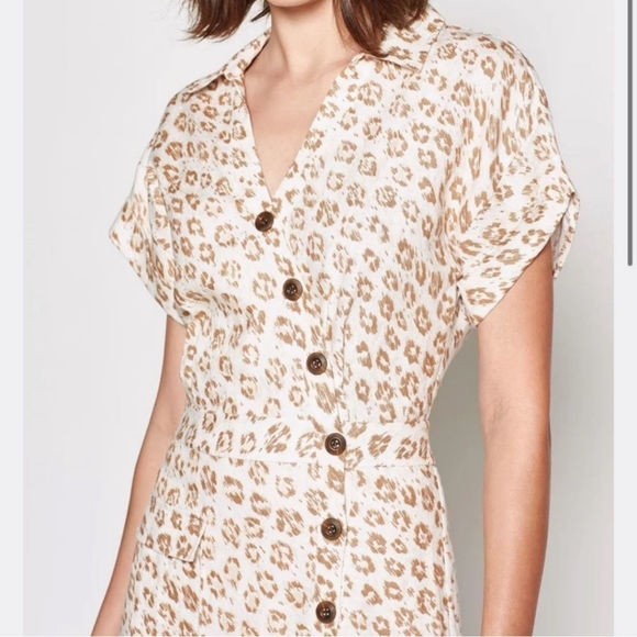 *Final Sale* Joie COADY LEOPARD-PRINTED SHIRT DRESS IN PORCELAIN - Picture 4 of 16